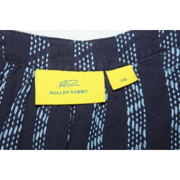 Roller Rabbit Erica Wilson Natori Blue Embroidered Boho Shift Tunic Dress XS - Picture 2 of 6